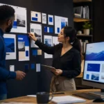 A creative team mapping customer questions and a website conversion journey