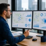 A strategist reviewing local search visibility and map performance for a business website